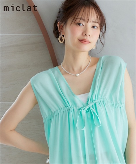 シャツブラウス 大きいサイズ　ギャザープルオーバー　miclat