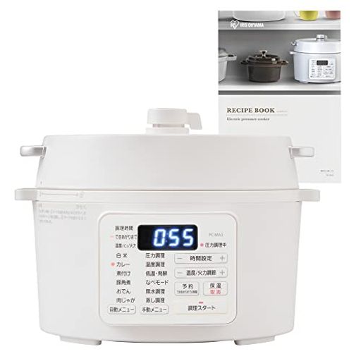 アイリスオーヤマ 電気圧力鍋 圧力鍋 3L 3~4人用 低温調理可能 卓上鍋 予約機能付き レシピブック付き ホワイト PC-MA3-W