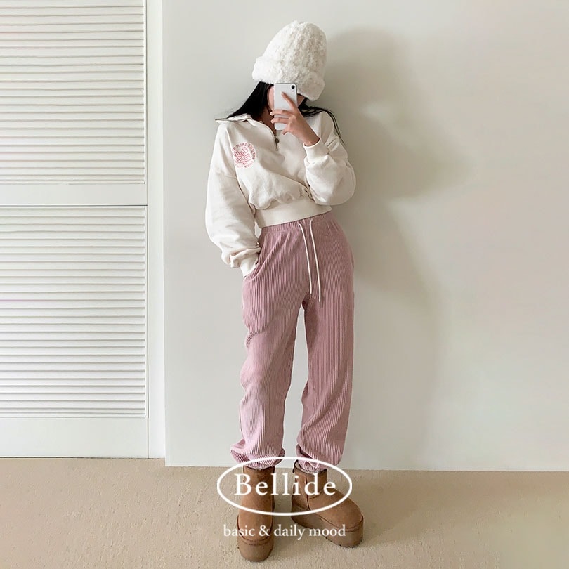 韓国の女性ファッション/ [MADE] ベロアコーデュロイジョガートレーニングパンツ pt1305