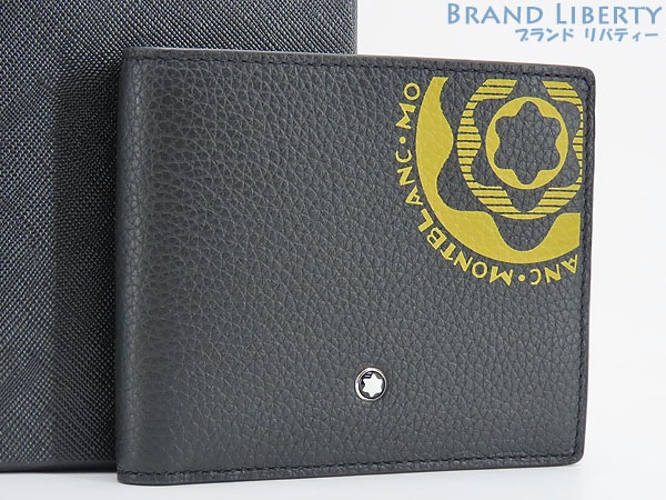 未使用モンブランマイスターシュテュック6CCソフトグレイン二つ折り札入れ財布コンパクト財布ブラック127325