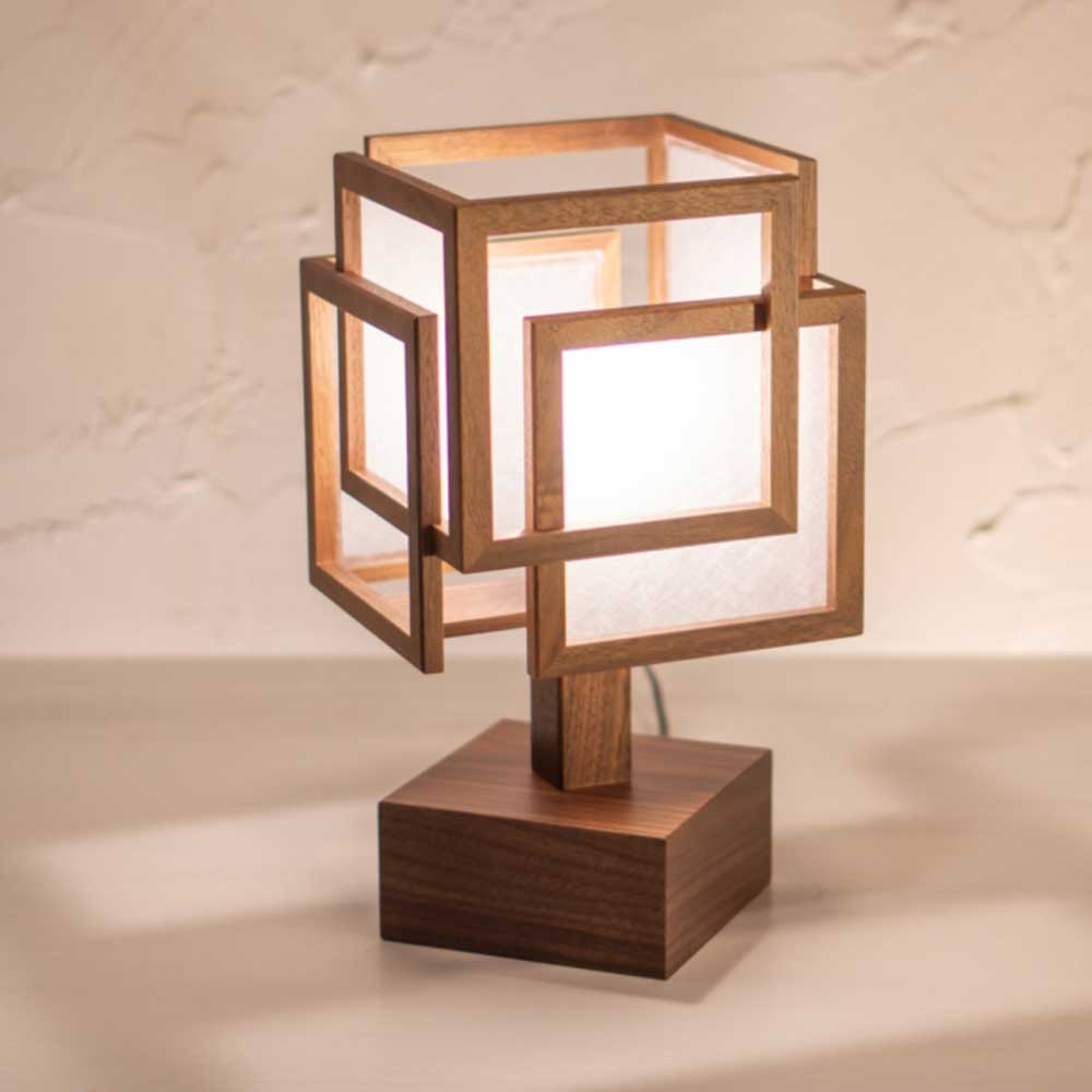 和風スタンドライト　旬 shun・小　ウォールナット　行灯　高さ31cm　1灯タイプ　天然木と強化和紙の照明器具　LED電球対応　日本製インテリアライト　和の優しい灯り