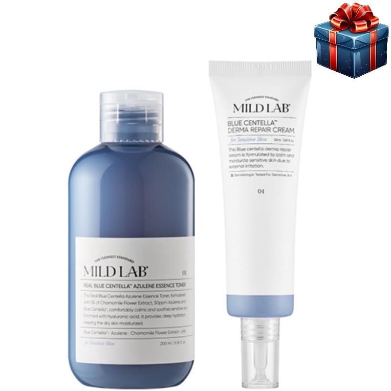 [水分不足の脂性肌セット]リアルブルーセンテラ アズレン エッセンストナー200ml+ブルーセンテラ ダーマ リペアクリーム50ml 韓国コスメの速乾性肌水分保湿栄養鎮静弾力 ヒアルロン酸