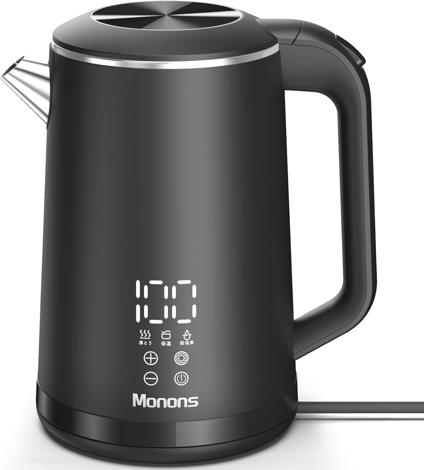 電気ケトル 99%塩素除去 電気ポット 1.6L 1100W 急速沸騰 触れても熱くない二重構造 デジタルディスプレイ＆タッチ操作 温度調節 304ステンレス製 電気 ケトル 脱塩素機能/保温/空焚き 5,867円