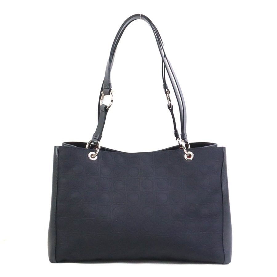 サルヴァトーレフェラガモ Salvatore Ferragamo ショルダーバッグ ガンチーニ ナイロンキャンバス/レザー ブラック レディース 56672k