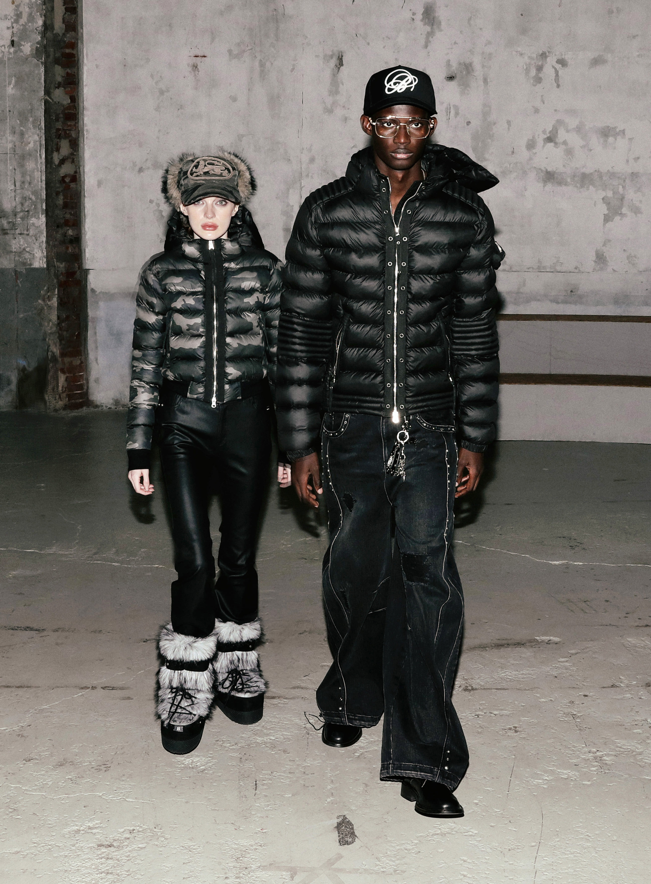 【BADBLOOD】 VIPER 31-2 MIDWEIGHT BIKER HOODED PUFFER : BLACK
