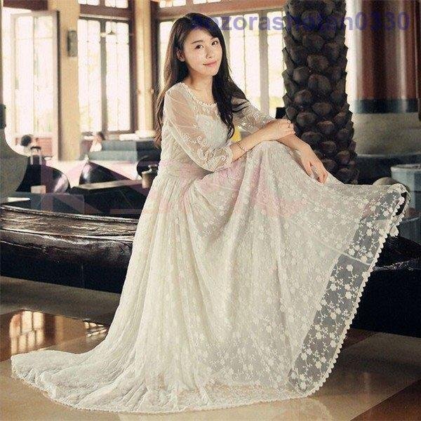 国内外の人気 ワンピース レディース キレイめ マキシワンピース ロング 七分袖 レースワンピース 大人 上品 マ 長袖ロング マキシ丈ワンピ Size S Www Pulse Orange Cm