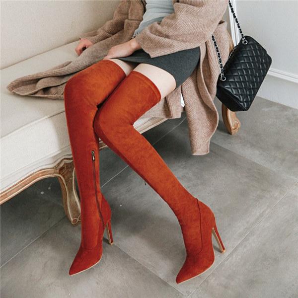 ロングブーツレディース脚ブーツ長靴防寒歩きやすいおしゃれロング丈ピンヒール履きやすい柔らかいカジュアル秋冬疲れにくい30