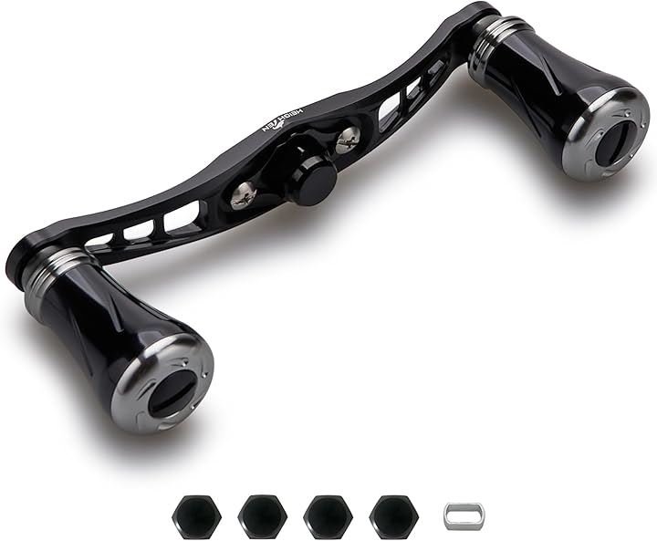 92mm リール ハンドル 19mm ノブ搭載 シマノ SHIMANO ダイワ DAIWA アブ Abu 通用 ベイトリール Wing Pillar 922( ブラック＆ガンメタル)