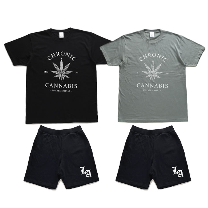 ACE FLAG 上下セット 半袖 ブランド Tシャツ ハーフパンツ メンズ 春夏用 全2色 大きいサイズ エースフラッグ セットアップ バッズ 大麻 マリファナ