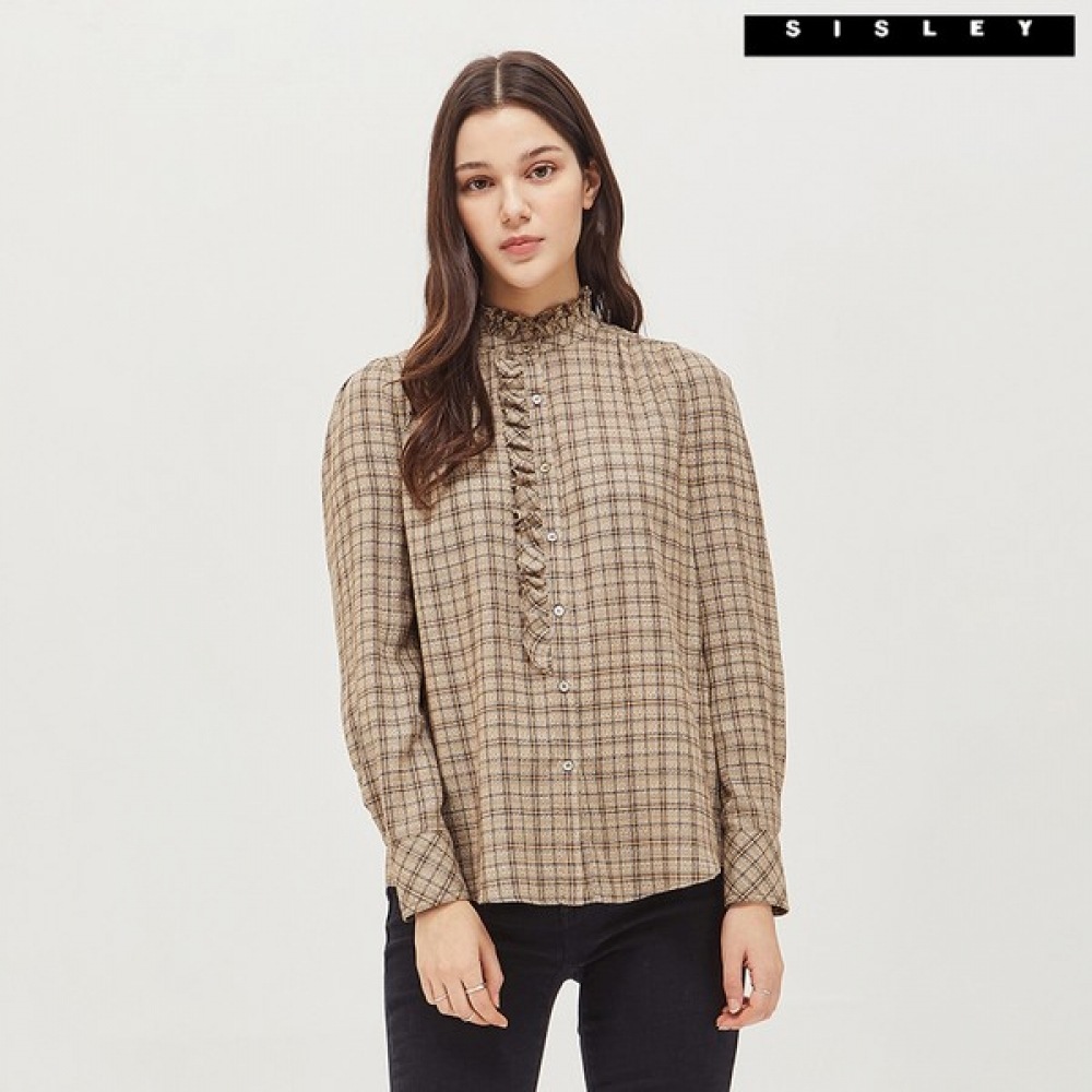 (シスレー) シスレーチェックフリルブラウス SAWS40061_BE