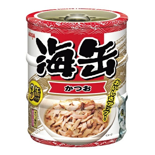 （まとめ買い）海缶ミニ3P かつお 180g（60gx3缶） 猫用フード [x12]