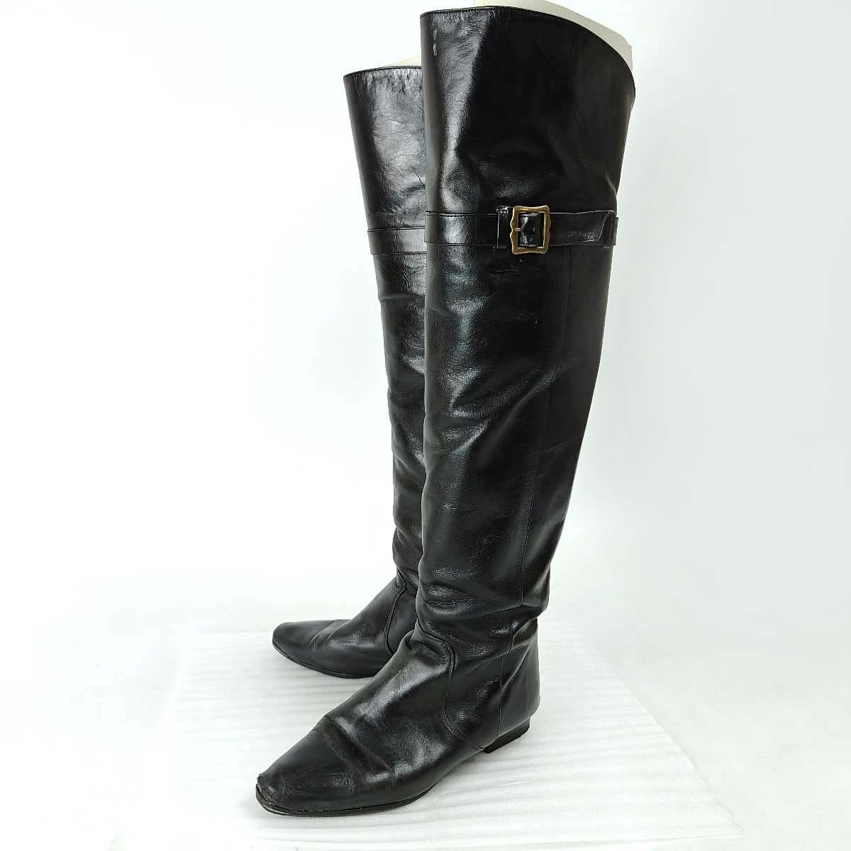 【中古】 イヴサンローラン ジョッキーブーツ 乗馬ブーツ 45431 ブラック Yves Saint Laurent　YSL