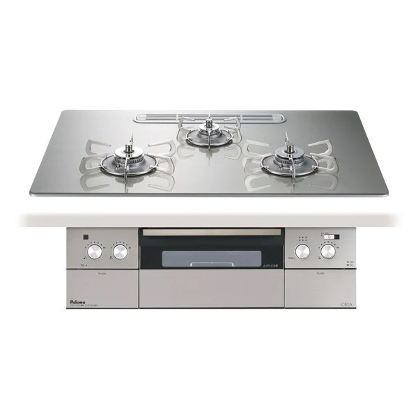 ビルトインガスコンロ 都市ガス用 両側強火タイプ 幅75cm PD-963WT-U75GH-13A シャインシルバー CREA