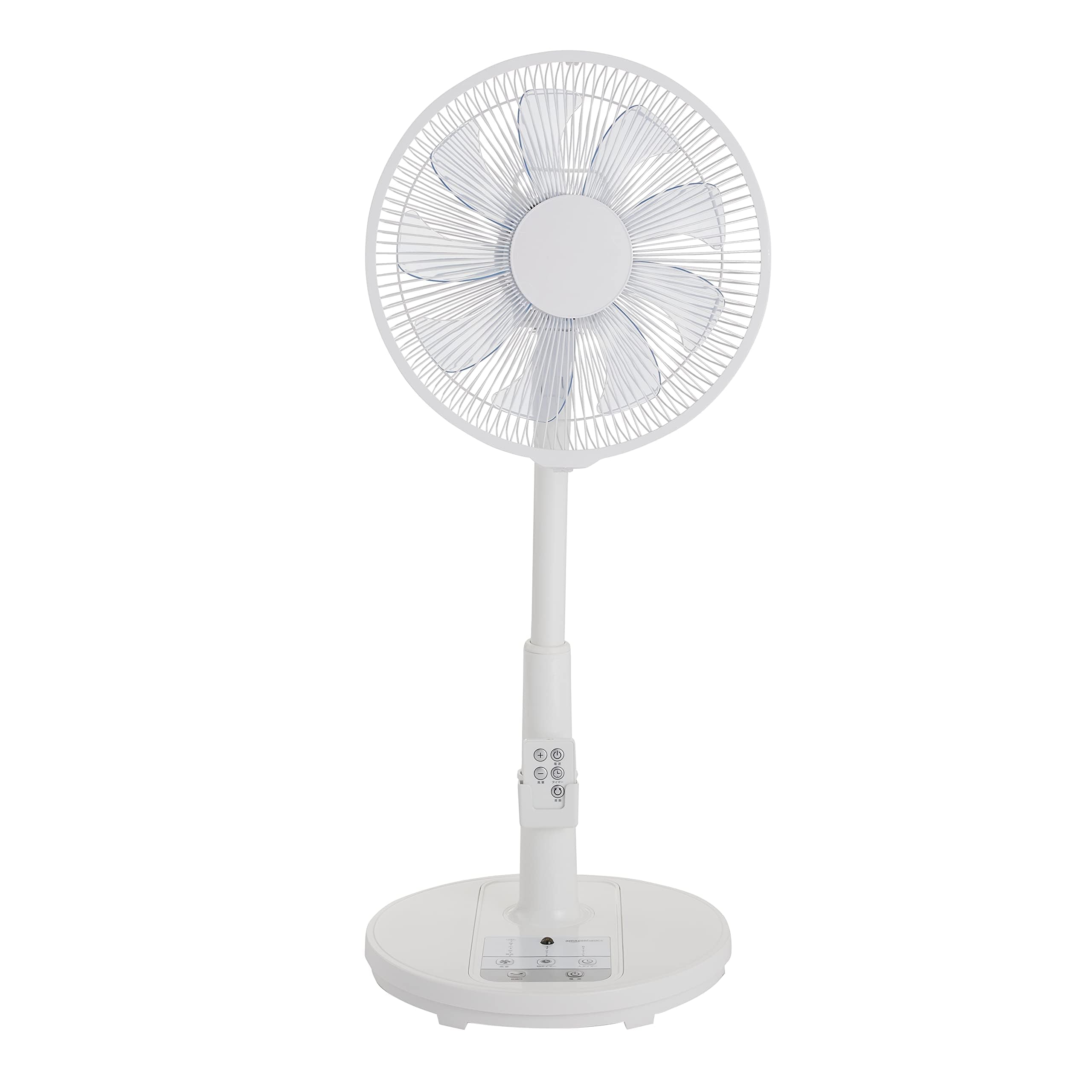 Amazonベーシック リビング扇風機 DCモーター 静音 リモコン付 9枚羽根 ソフト気流 入切タイマー 首振り 風量調節5段階 ホワイト 羽根直径30cm