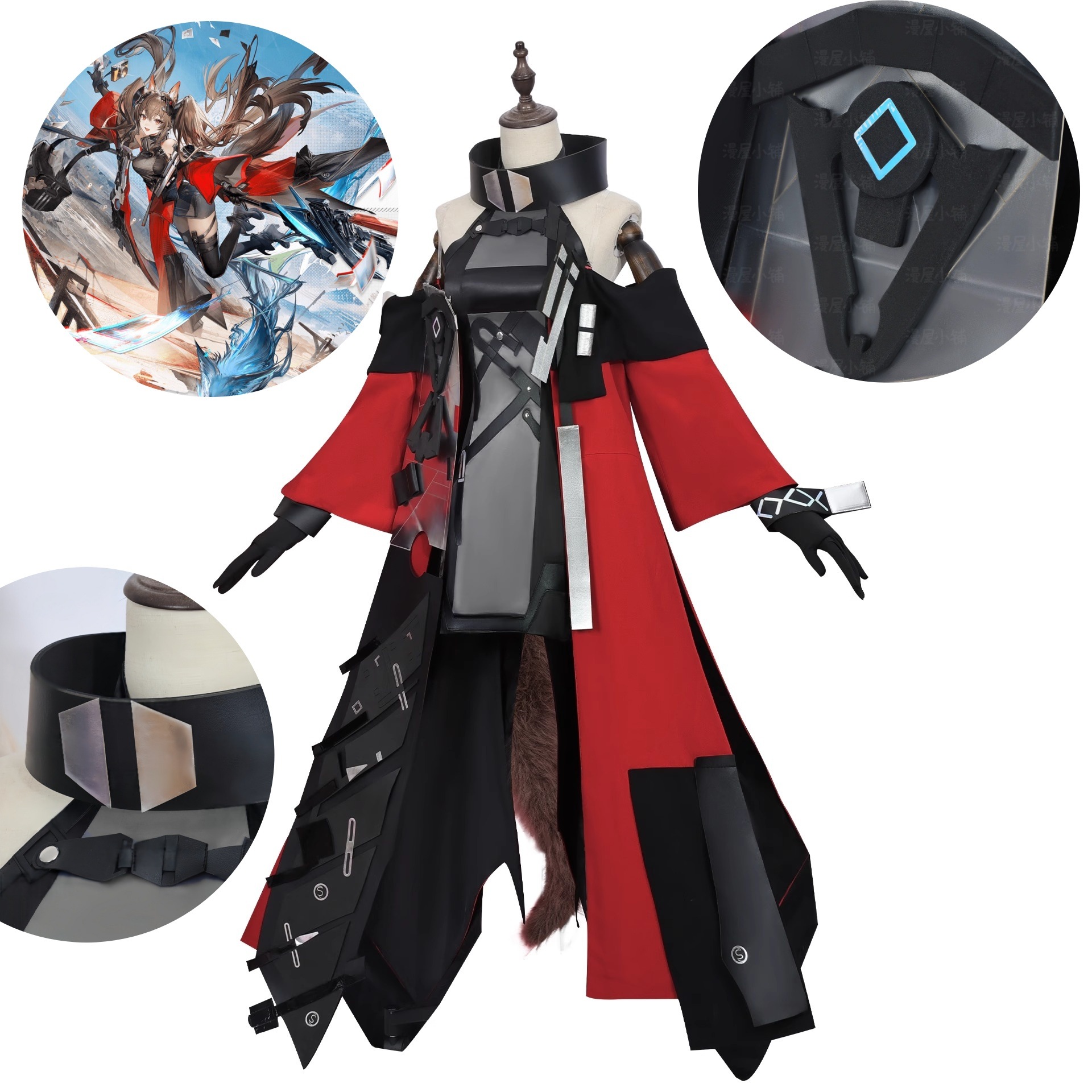 Monenjoy コスプレ衣装　 アークナイツ 星6　ギルベルタ　尻尾＋耳飾り＋イヤリング付　実物化　3d樹脂アクセサリー　ウィッグ＋シューズ追加購入コスプレ衣装イベント　　仮装　ハロウィン