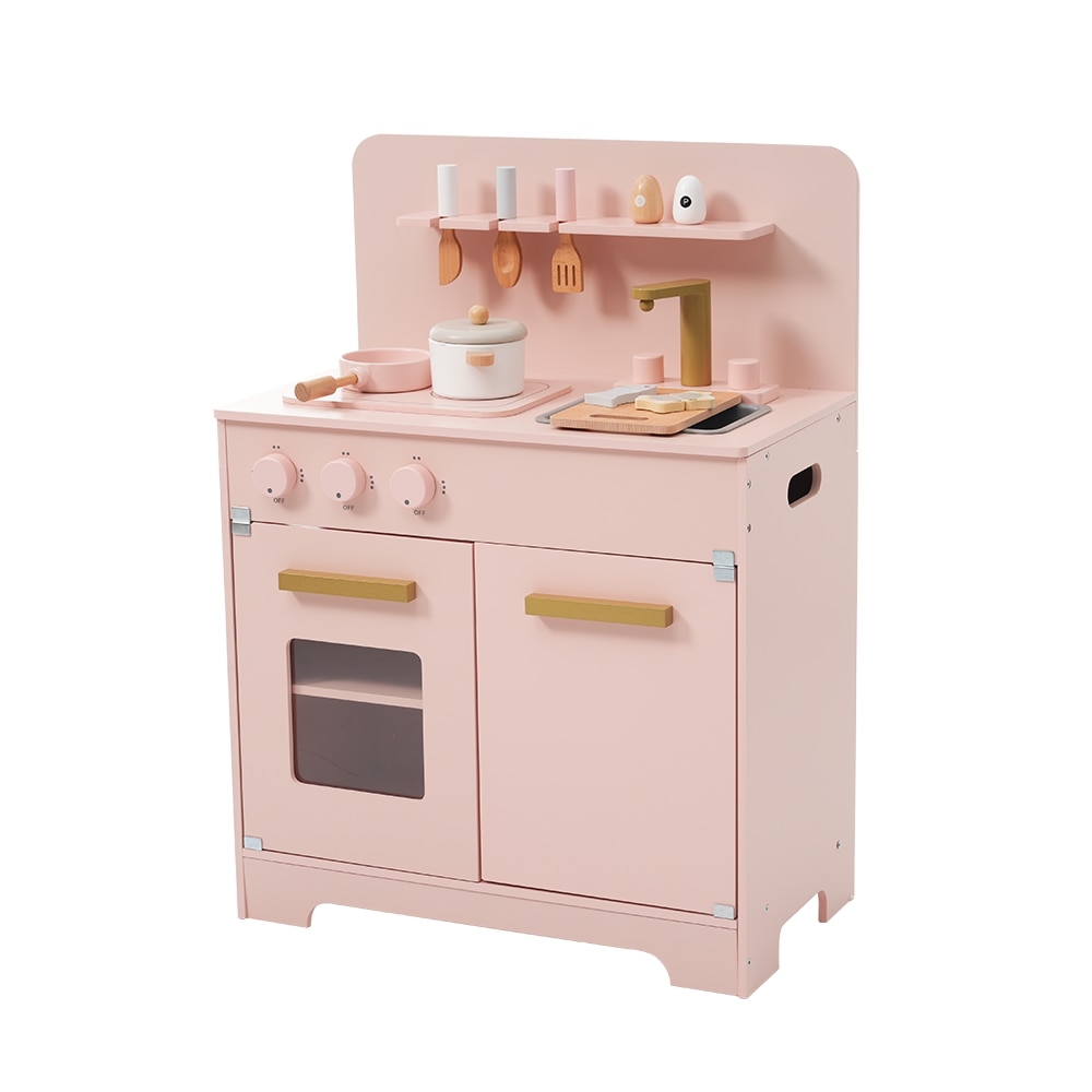 おままごと キッチン 木製 調理器具付き ままごとセット 誕生日 台所 知育玩具 子供用 子供 収納 まねっこ コンロミニキッチン おもちゃキッチン キッズ ベビー 【ピンク】