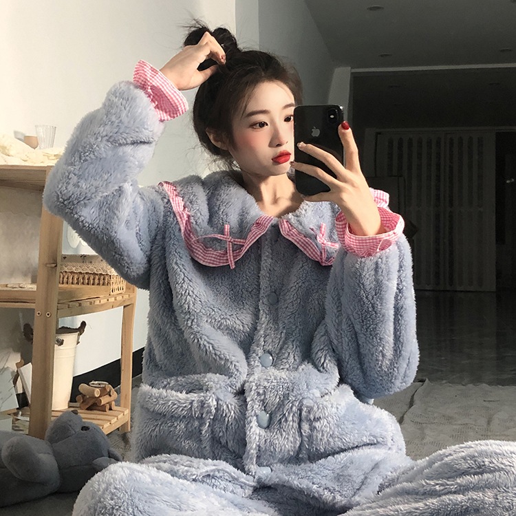 パジャマ上下 乙女系 長袖 レディース フリル付き襟 上下セット 丸襟 ふんわり ふわもこ 4,805円