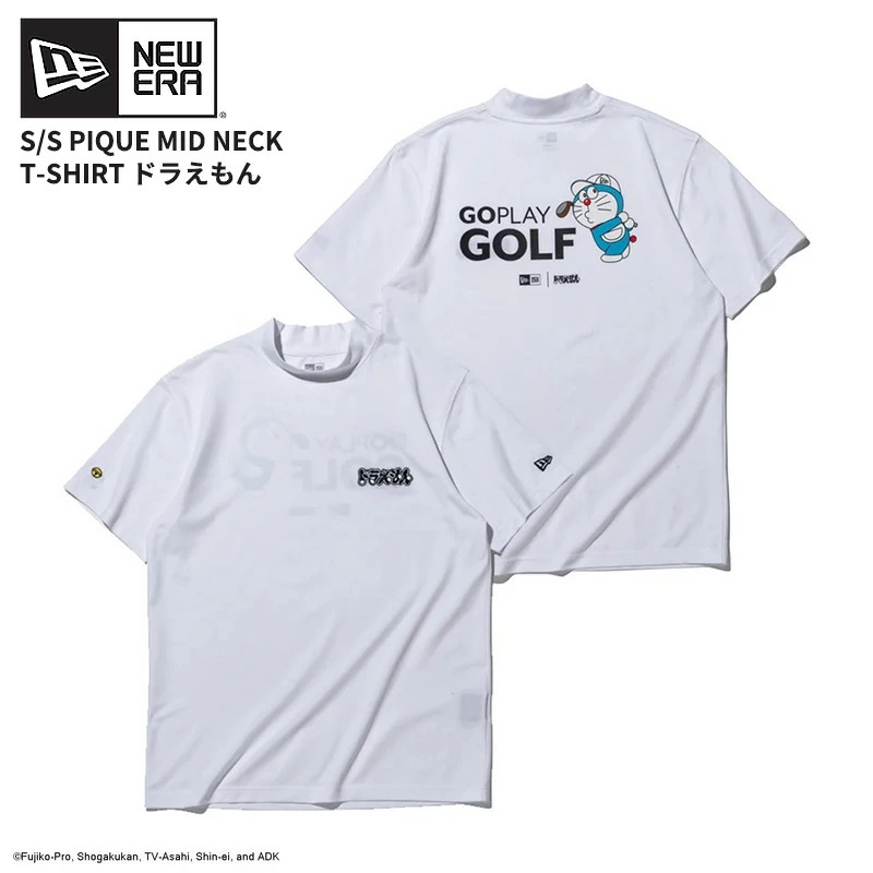 ニューエラ ゴルフ NEW ERA 半袖 鹿の子 ミッドネック Tシャツ ドラえもん ホワイト カットソー 14935372