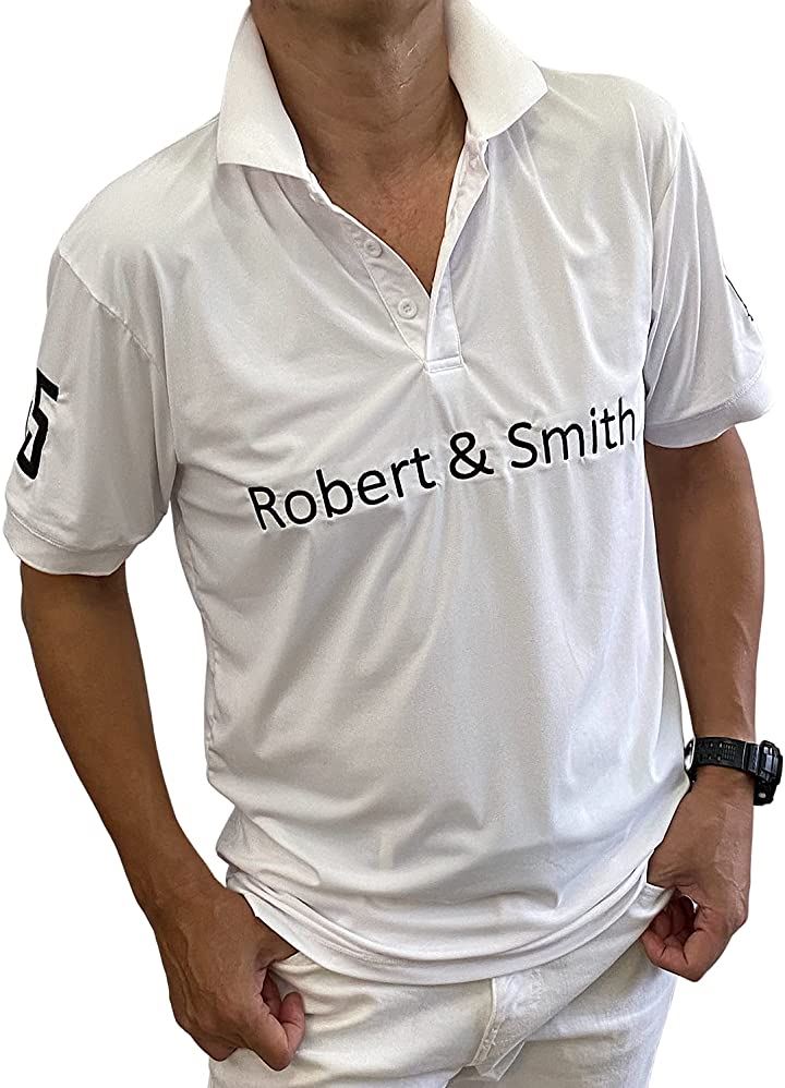 ロバートアンドスミス ポロシャツ 機能素材 ゴルフ ウエア 半袖メンズ( ホワイト, XL)