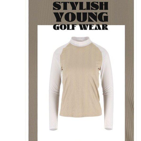 女性配色型ベースレイヤー6J65401 ブラックベージュ04_CC