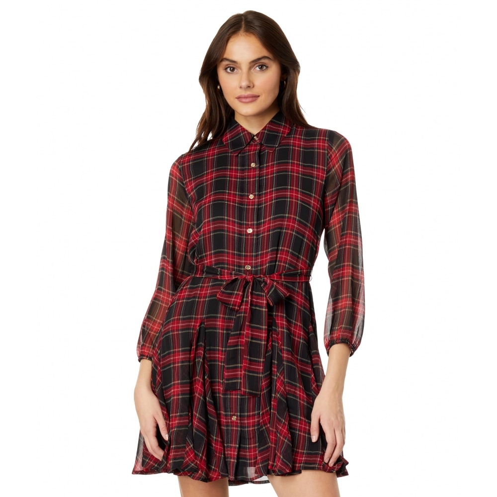 トミーヒルフィガーロングスリーブチェック柄ドレスブラックマルチ