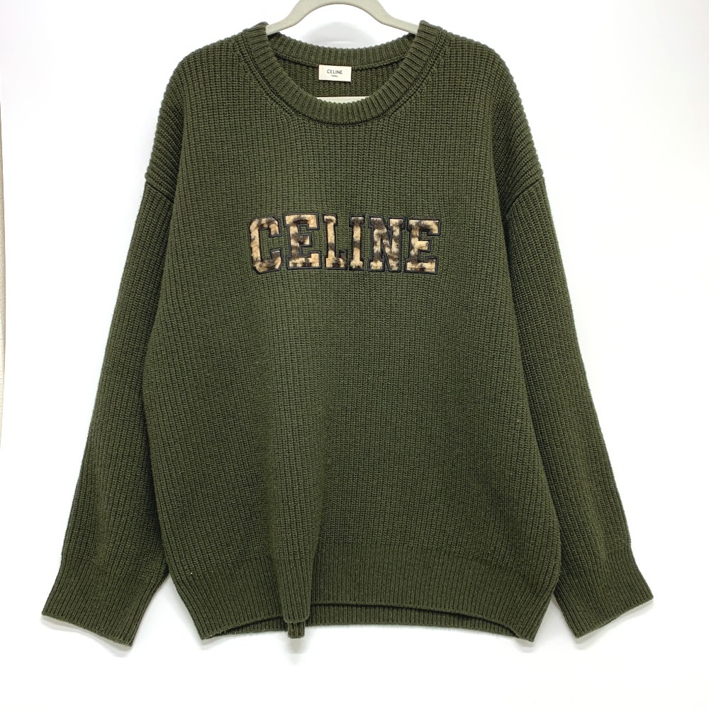 セーター 2AB97 レオパード 豹 ヒョウ柄 ロゴ リブ網み ニット トレーナー トップス アパレル ウール カーキ