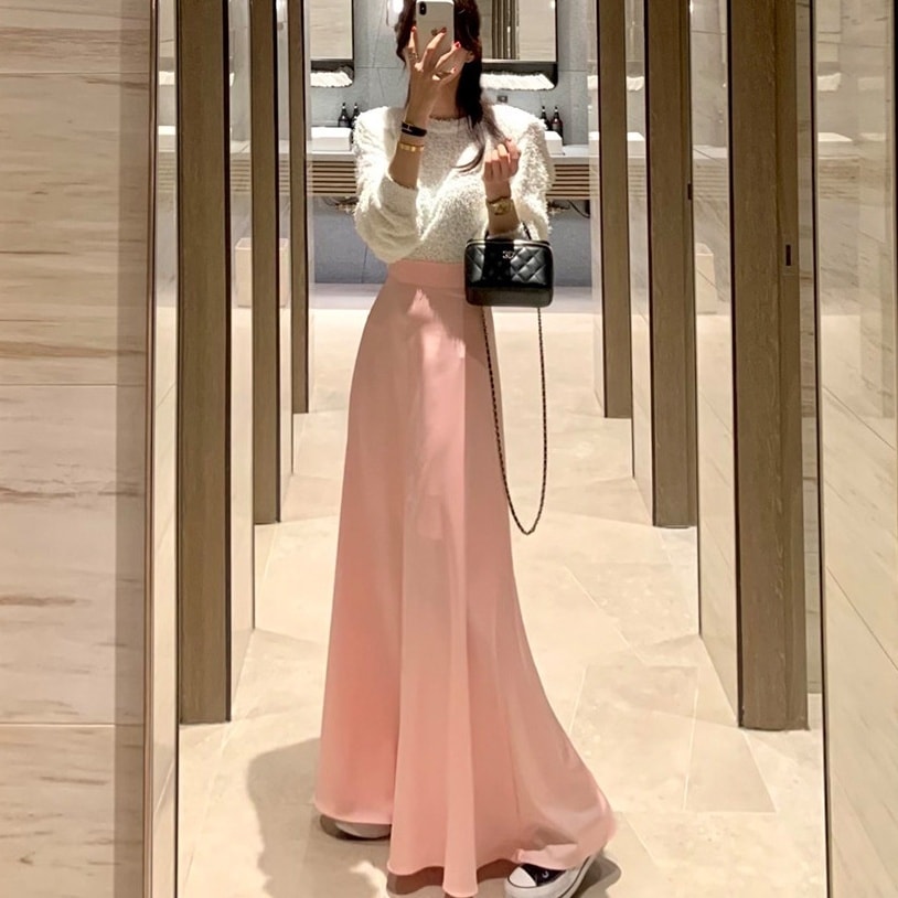 ボトムス スカート ロングスカート フレアスカート ハイウエスト ウエストゴム フレア かわいい 大人可愛い きれいめ カジュアル 上品 おしゃれ かっこい 大人女子 こなれ感 ラフ 個性的 主役級