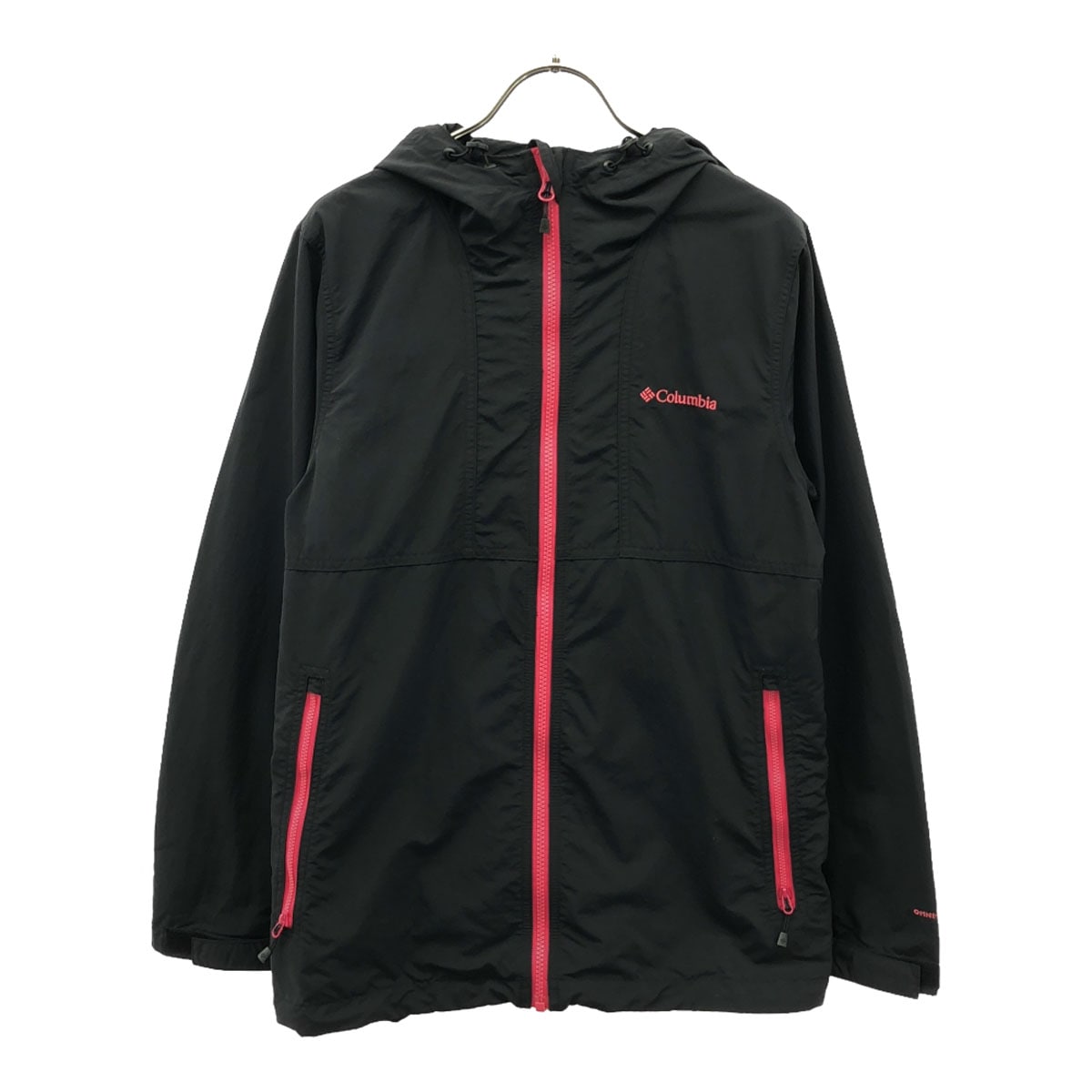 ロゴ刺繍 フーディー ナイロンジャケット L ブラック×ピンク アウトドア 1542431 レディース 古着