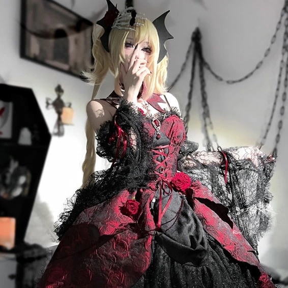 ロリータ ワンピース レディース クラロリ 膝丈 リボン 春服 エレガント プリンセス 姫系 長袖 ドレス コスチューム 日常着 通学 通勤 お出かけ 仮装 パーティ イベント リボン 長袖 衣装 か