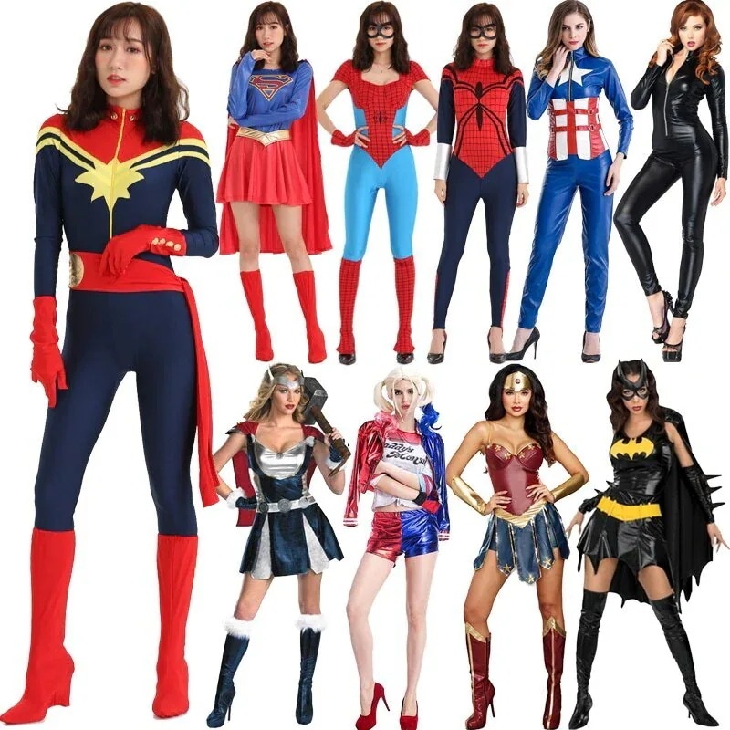 衣装 変装 仮装 キャプテンマーベルコススーパーウーマンワンダーウーマン服スパイダーマンタイツ