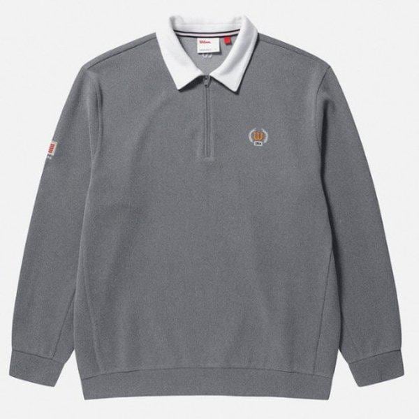 長袖Tシャツ JQS W243001GHT91-MGR 襟付きハーフジップスウェットシャツ