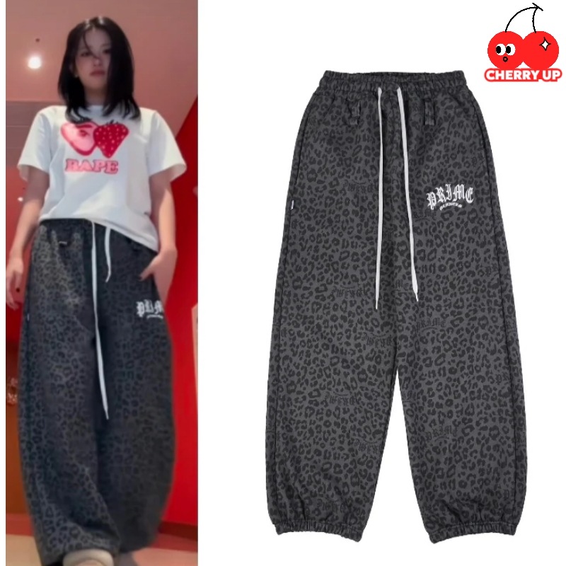 【IVE アン・ユジン着用】primemembers レオパード ワイドジョガーパンツ ブラック