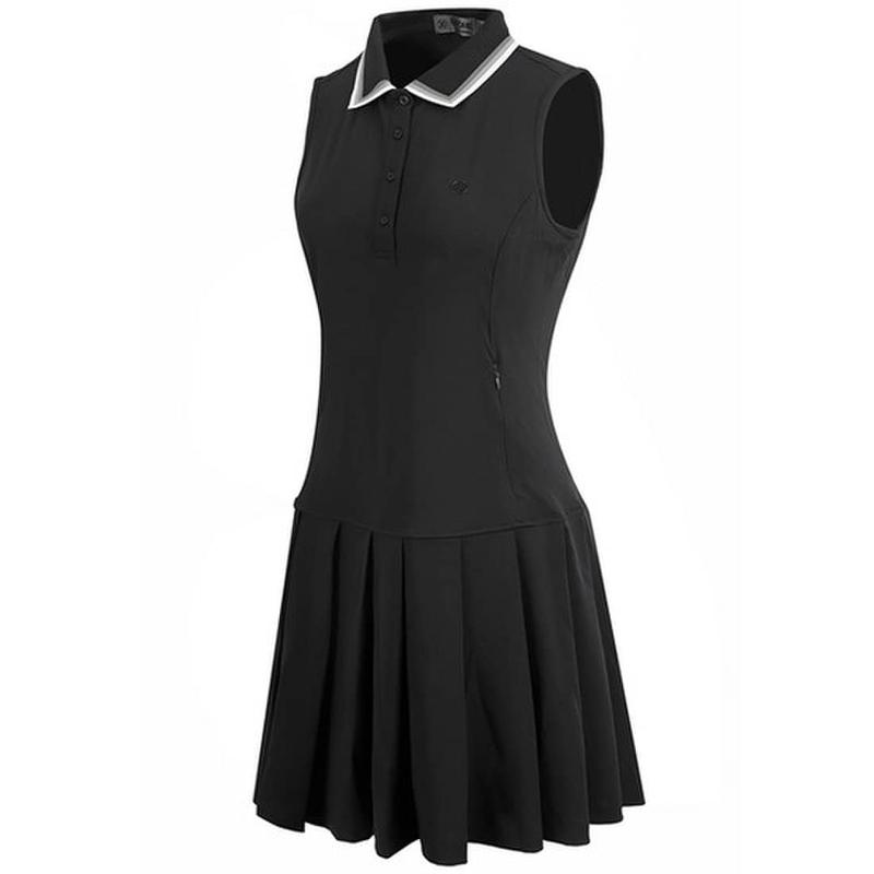 G4LF23D14-ONYX 女性用リップカラー ピケ ポロ プリーツ ドレス