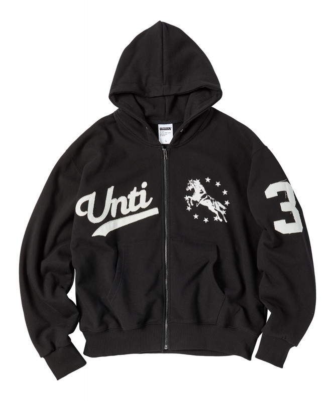 ユニコーンバシティエンブレムフードジップブラック
