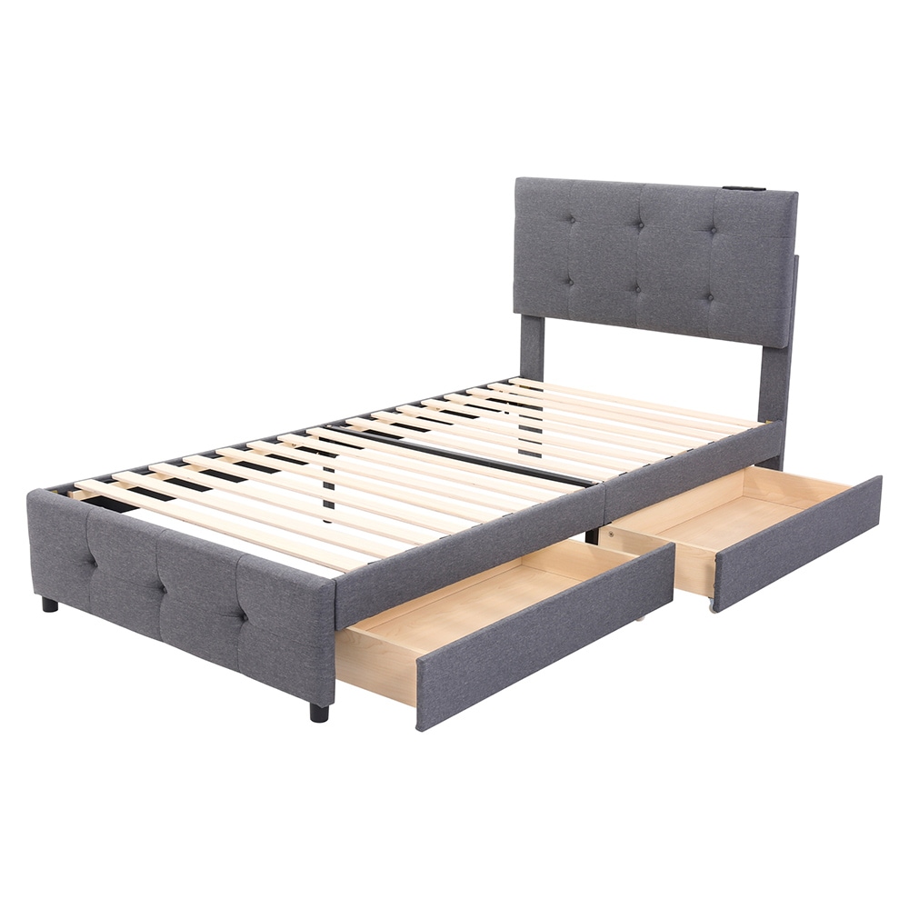 ファブリックベッド ベッドフレームのみ シングル 引き出し付き シングルベッド 布貼りベッド 木製 アイアン 大人用 組立簡単 下収納 すのこベッド 耐震 ベッド 北欧風 おしゃれ マットレスは別売り