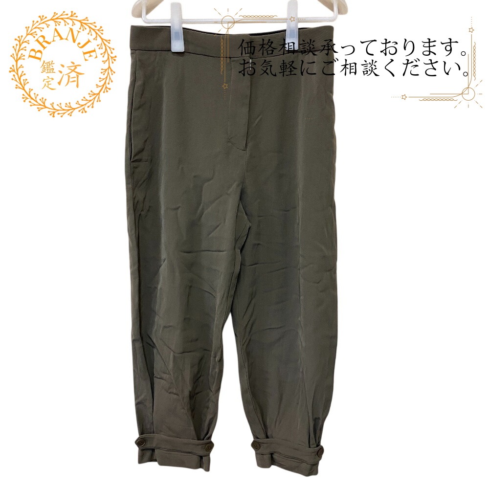 ハイウエスト ウール パンツ カーキ レディース