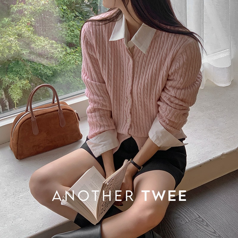 [tcd0367] 韓国ファッションウールケーブルラウンドニットカーディガン