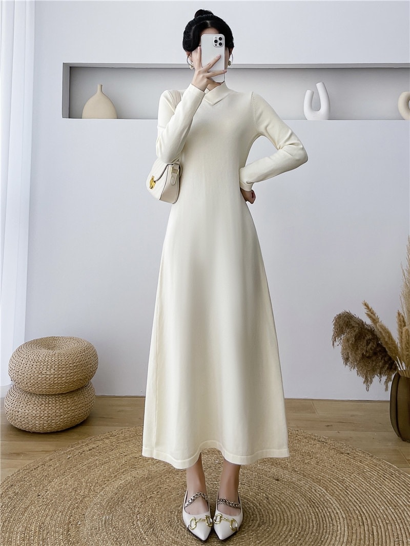 インナー長袖ニットワンピースワンピース女性秋冬ロング気質万能薄底ジャンパースカート