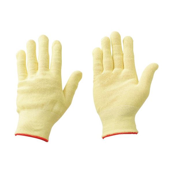 （まとめ）赤尾 ケブラー編手袋 13G-L イエロー/赤 AKV13G-L 1双 [x5セット]