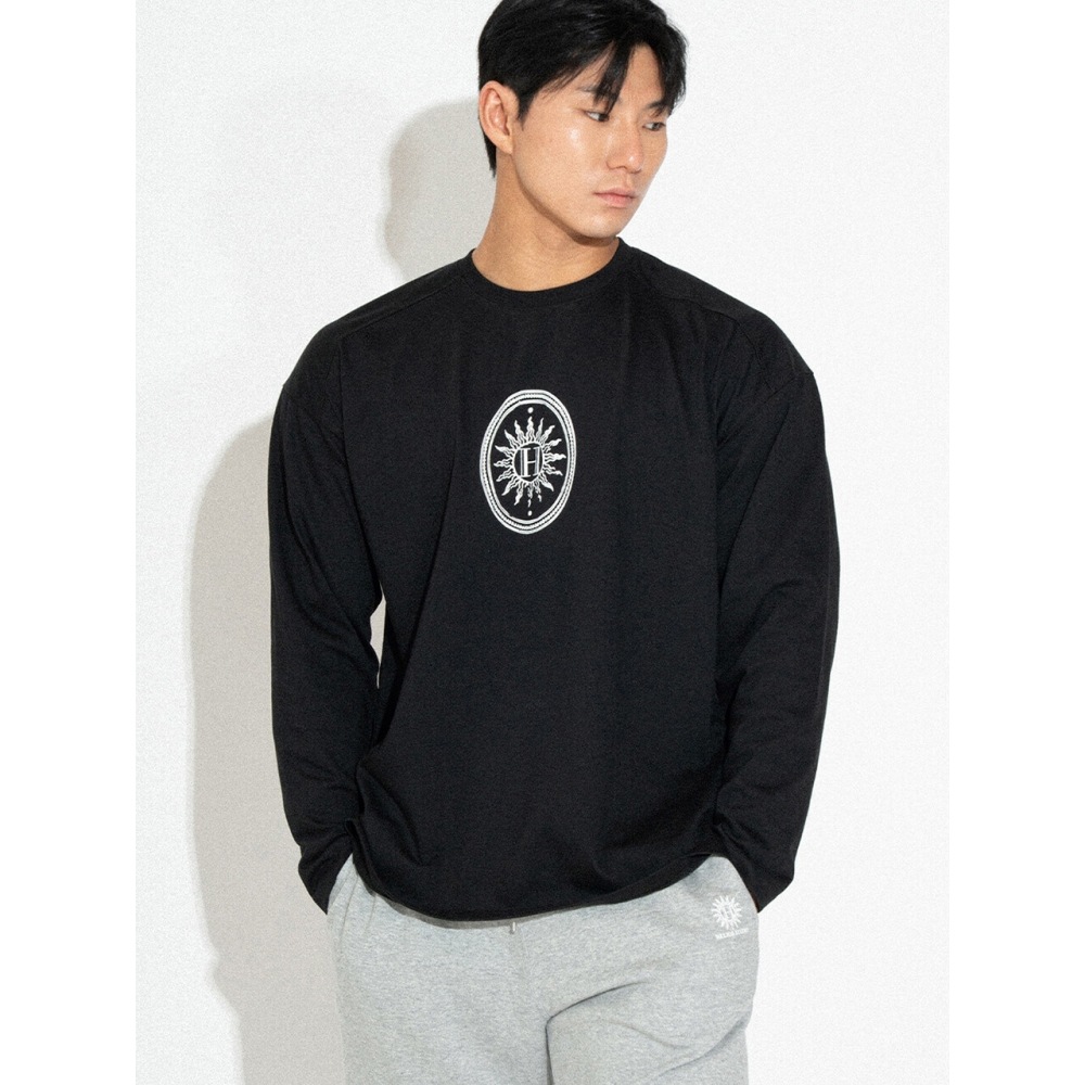 ヘリオスオーバーフィットTシャツシグネチャー.1 ブラックホワイト