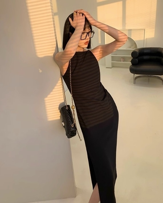 ノースリーブ タイト ワンピース ドレス 3色 スリット ボートネック 無地 ロング ホームパーティーアイテム 謝恩会 結婚式二次会 かわいい 大人可愛い きれいめ シンプル デート お出かけ 7,206円