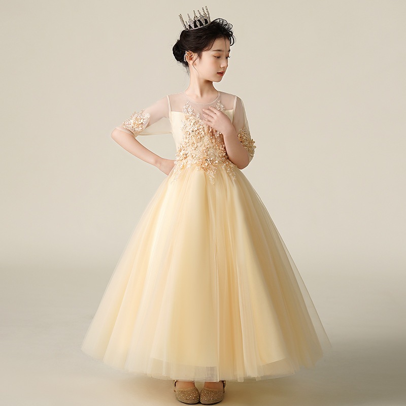 【1つ買うと10つ無料】ガールズドレス2025年夏2025年の女の子ファッショナブルなプリンセスドレスピアノパフォーマンスコスム子供用ドレス