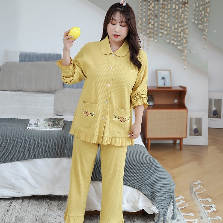 マタニティ パジャマ 大きいサイズ 長袖 秋冬上下セット レディース 韓国 ルームウェア 部屋着5L 6,073円