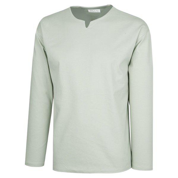 メンズ ソリッドブント Vネックインナー長袖Tシャツ RB-TSA-Q008-カーキ