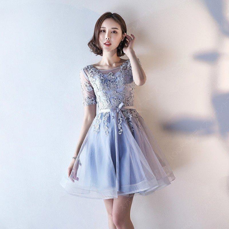 カラードレス ミニ 安い 半袖 結婚式 10代 20代 30代 披露宴 パーティードレス 演奏会 カクテルドレス 二次会 花嫁ドレス 発表会 成人式 お呼ばれ 大きいサイズ-62