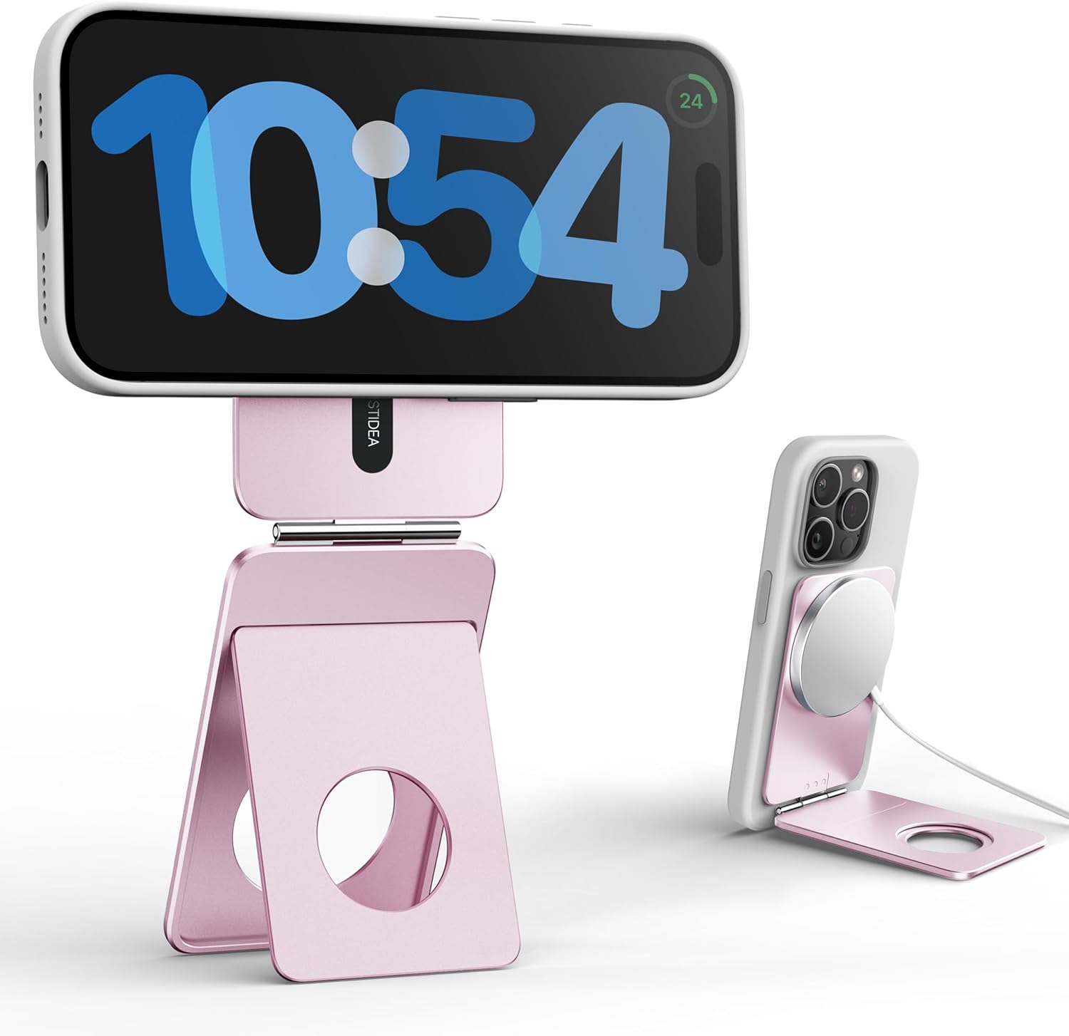携帯電話用三脚スタンド iPhone16/15/14/13/12シリーズ対応 アルミニウム合金折りたたみ式磁気ポケット三脚 ピンク
