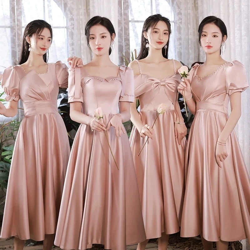 14 フォーマルドレス 結婚式ワンピース 【縁喜】花嫁ロングドレスブライズメイド メガ割 ドレス Vネック 同窓会 お揃いドレス 母親 体型カバー パーティードレス グレー