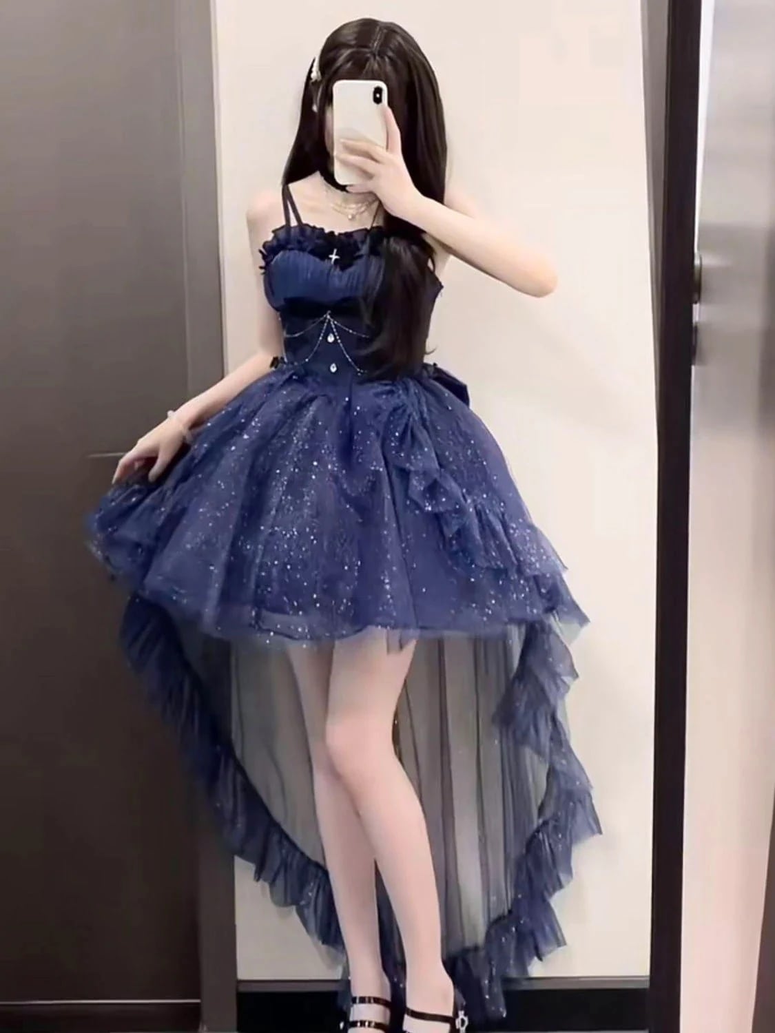 レディース服 正式な場合礼装 ワンピース ドレスパーティードレス新しい絶妙なウエスト細いフラッシュはショートドレスの女性を引きずるドレスパーティードレス