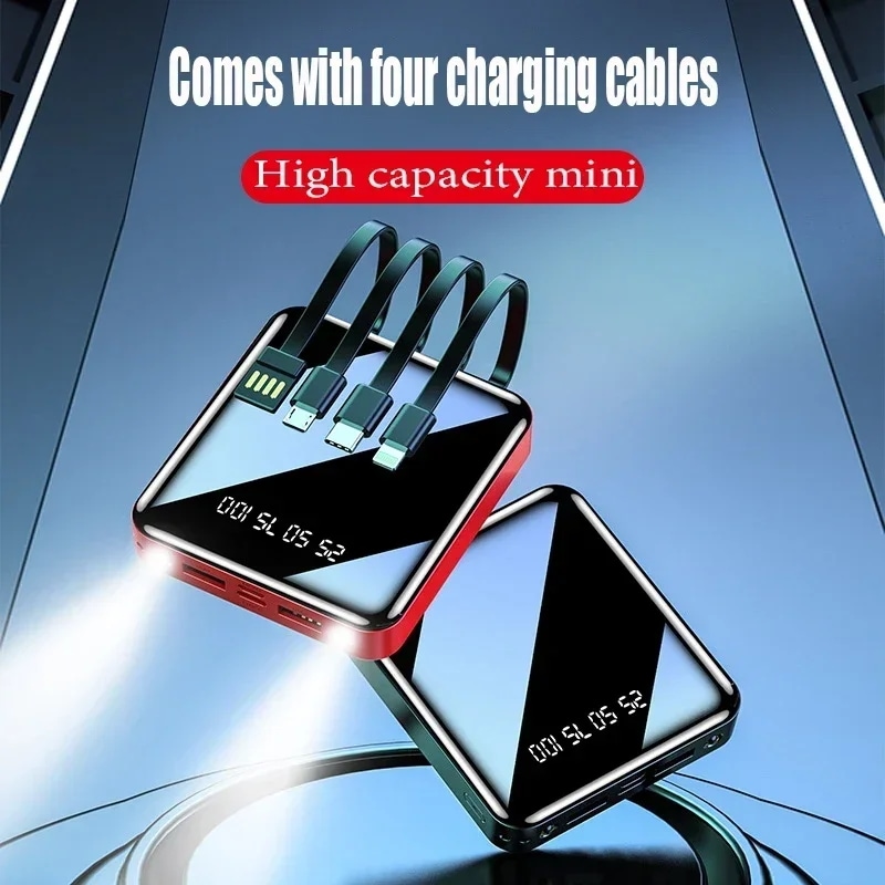 Xiaomi, Samsung, Huawei用のLEDライト付きミニパワーバンク,50000mAh,外部バッテリー充電器,急速充電,Xiaomi, Samsung用のパワーバンク - AliExp