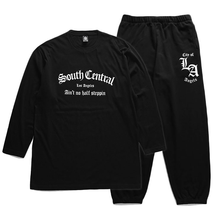 ACE FLAG 上下セット 長袖 ブランド スケボー メンズ 春秋冬用 黒 大きいサイズ エースフラッグ セットアップ ロンT 上下 シンプル South Central